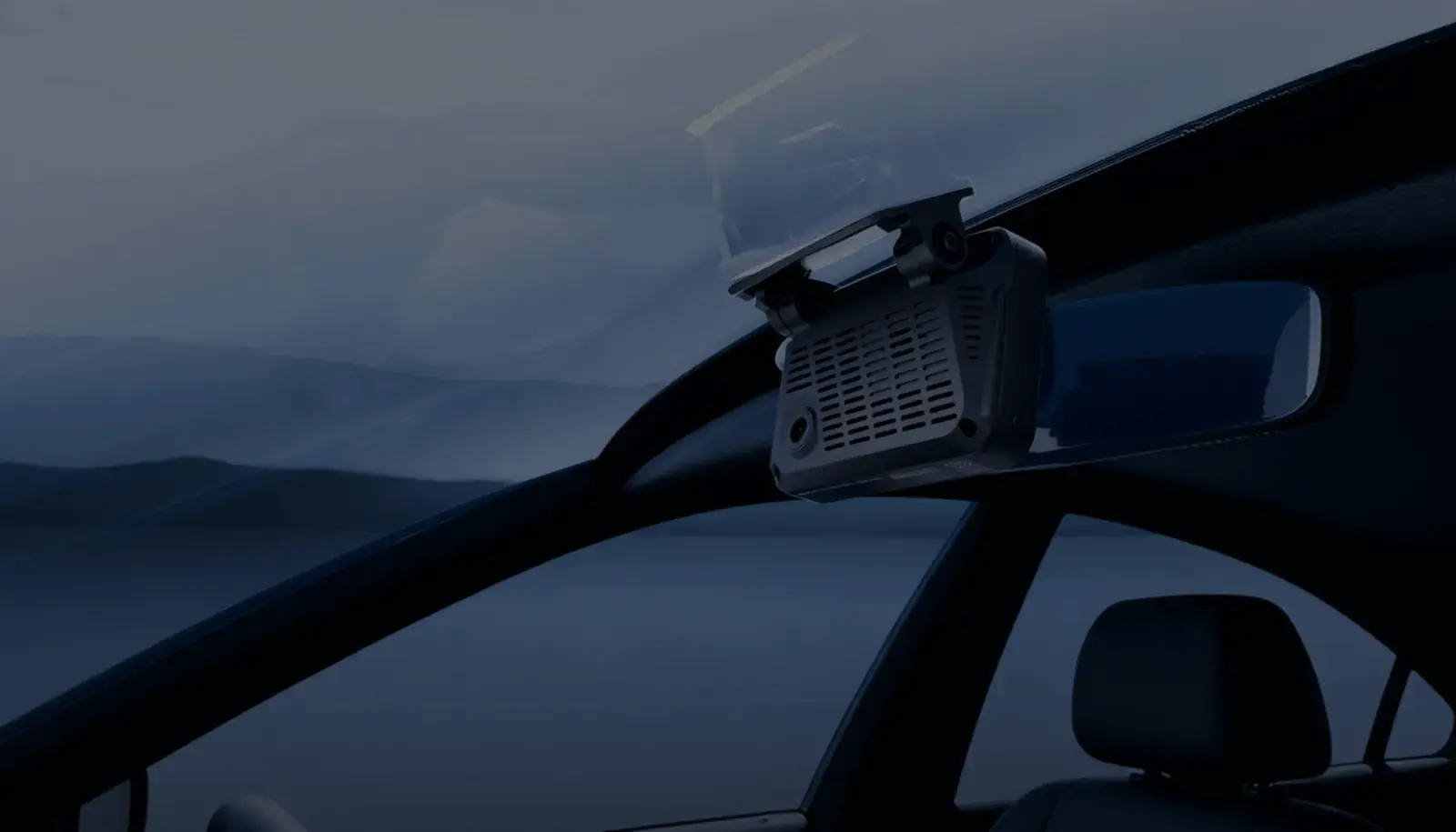 AI dashcam mounted in truck cab